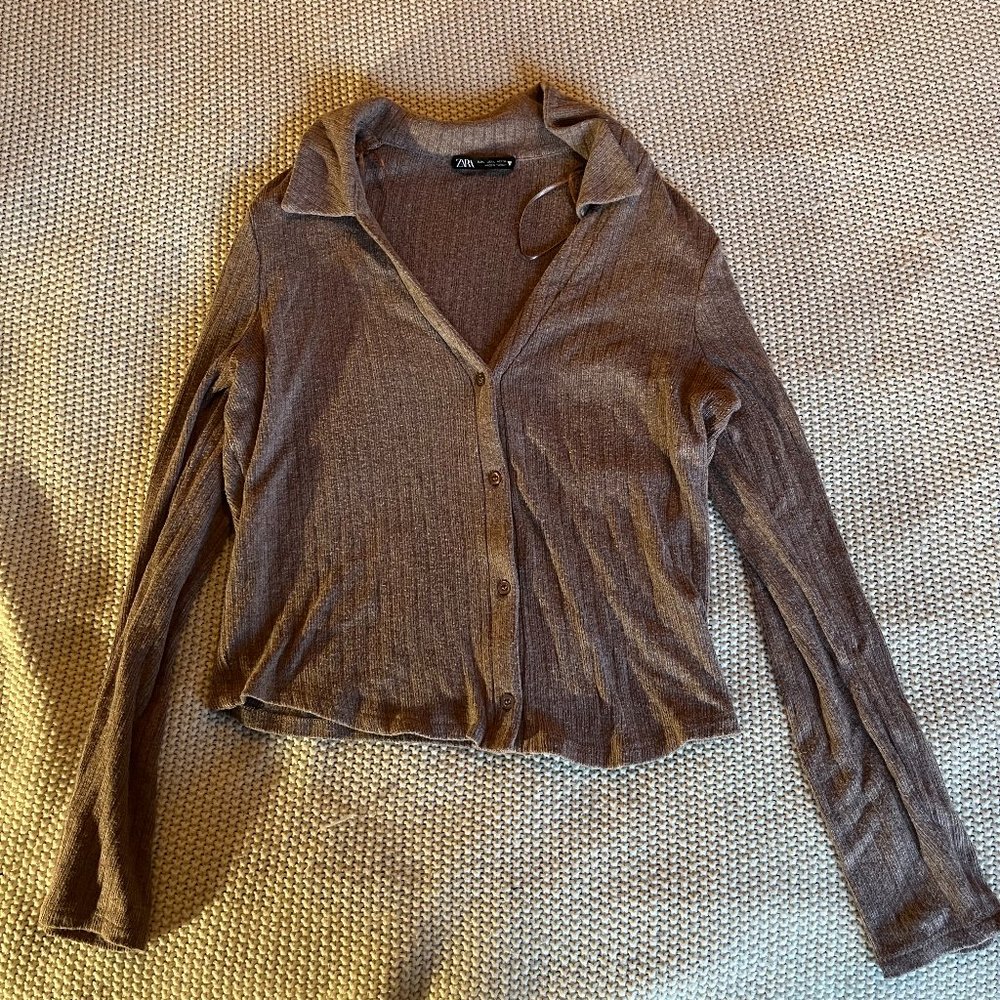 Zara Collar Button Up Sweater